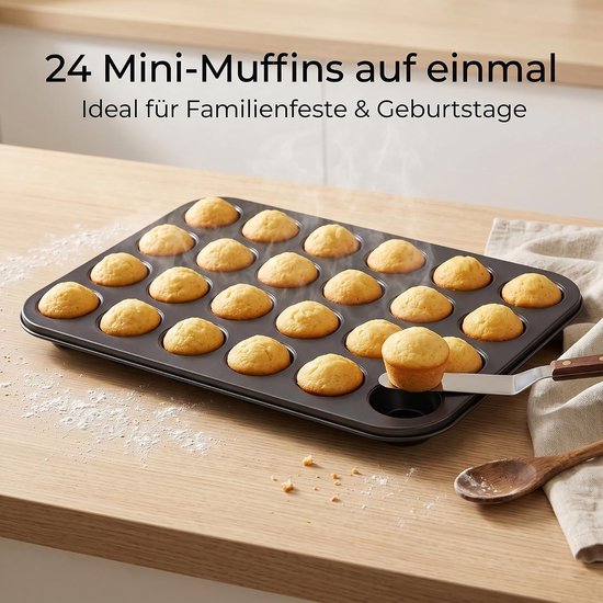 4 stuks muffin bakvorm voor 24 mini muffins, 35,5 x 26,5 x 2 cm muffinvorm — afbeelding 5
