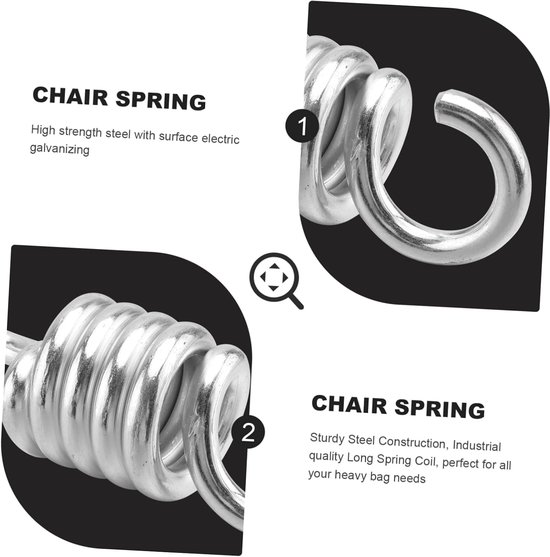 2 Stuks stoel lente Schommel swinghaken hangmat lente veren hangmat veer roestvrij hangers kledinghanger hangstoellouner swing lente roestvrijstalen ophanging zware drukveer Zilver — afbeelding 3