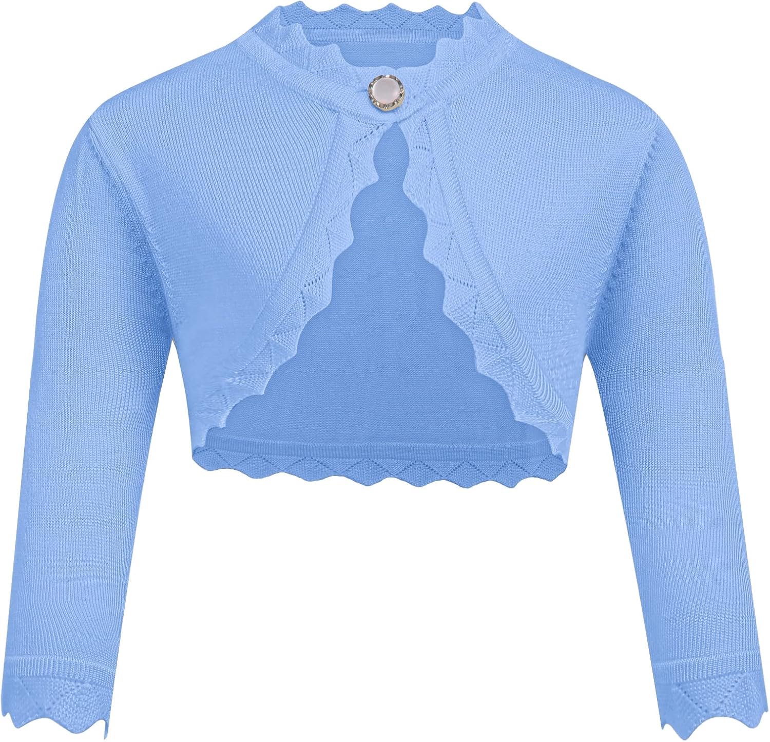 Trudge Gebreid vest, basic, voor kinderen, korte bolero met lange mouwen, geschikt voor bij communiejurk of doopjurk