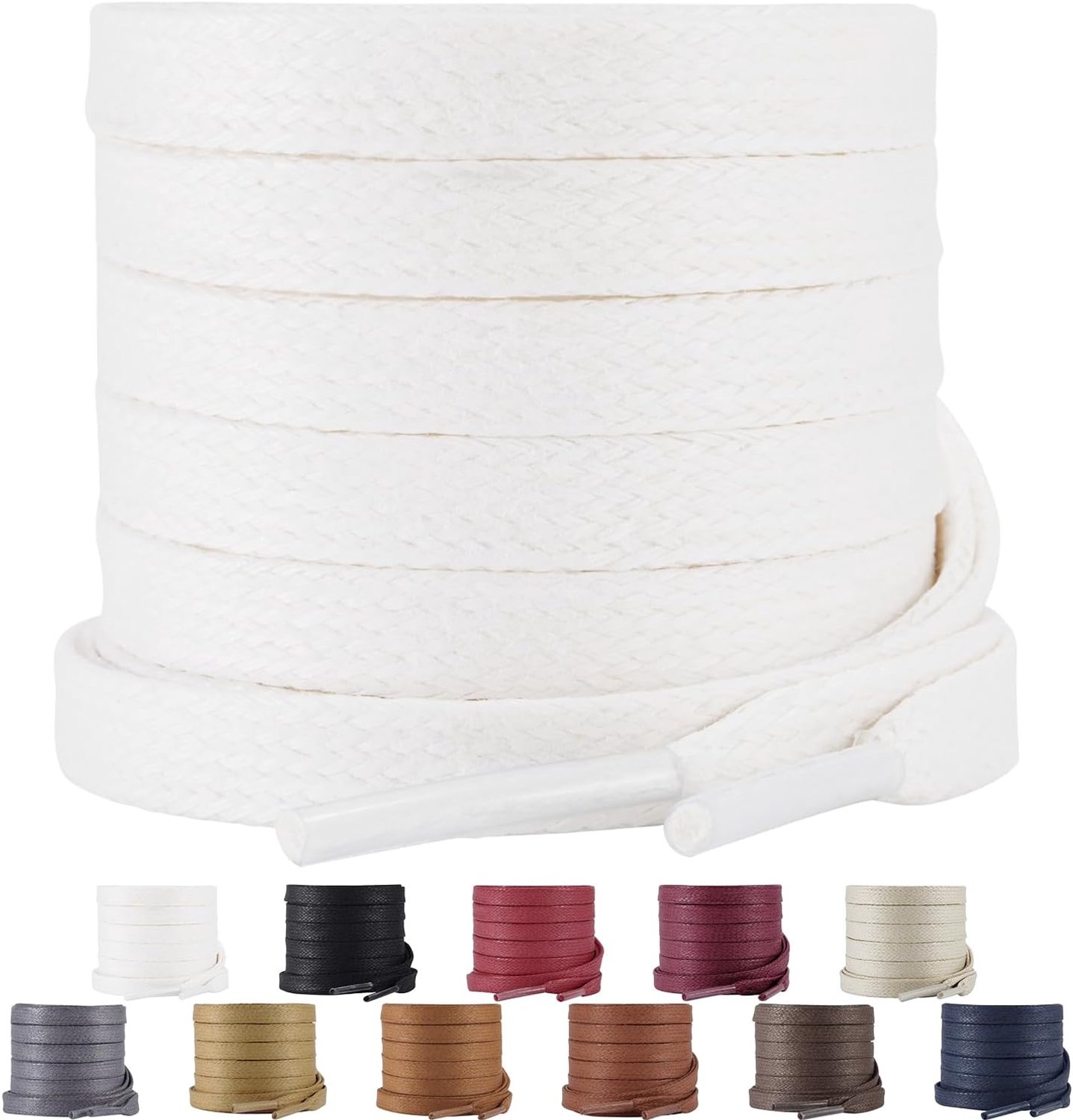Gewaxte Platte Schoenveters 8 mm, Vervangende Veters van Katoen en Polyester voor Nette Schoenen, Laarzen en Sneakers, Slijtvast en Duurzaam, Lengtes van 70 tot 180 cm, 1 of 2 Paar