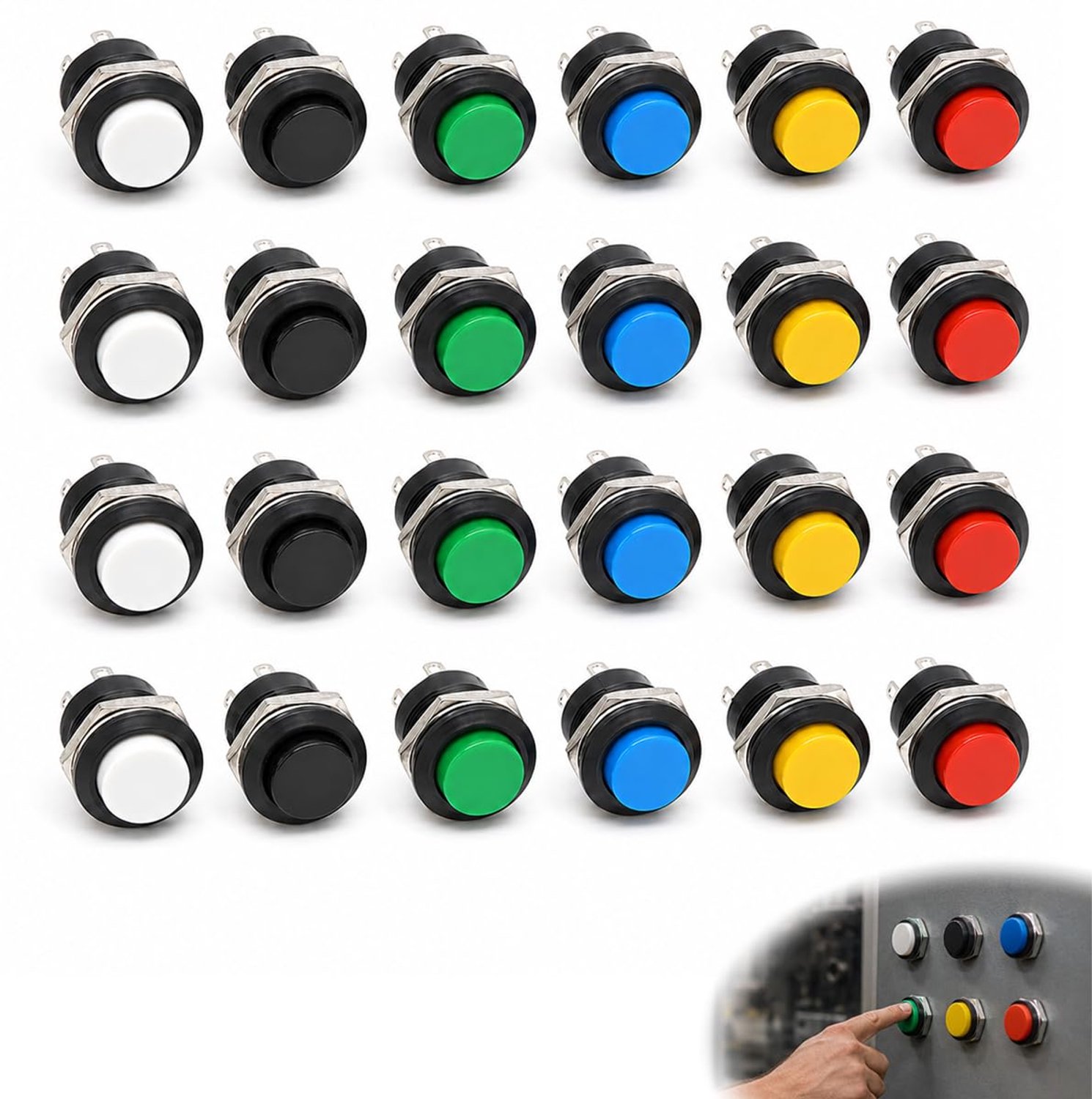 Momentary drukknop, 16 mm, 3 A, 250 V AC