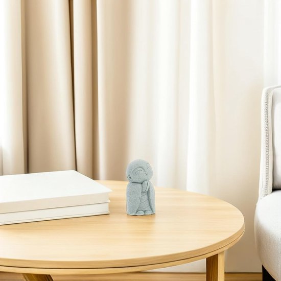 2 Stuks Japanse Jizo Beeldhouwwerk van Duurzaam Zandsteen Smilende Boeddha Meditatie Ornament voor Zen Tuin Feng Shui Decoratie Buitenruimte — afbeelding 5
