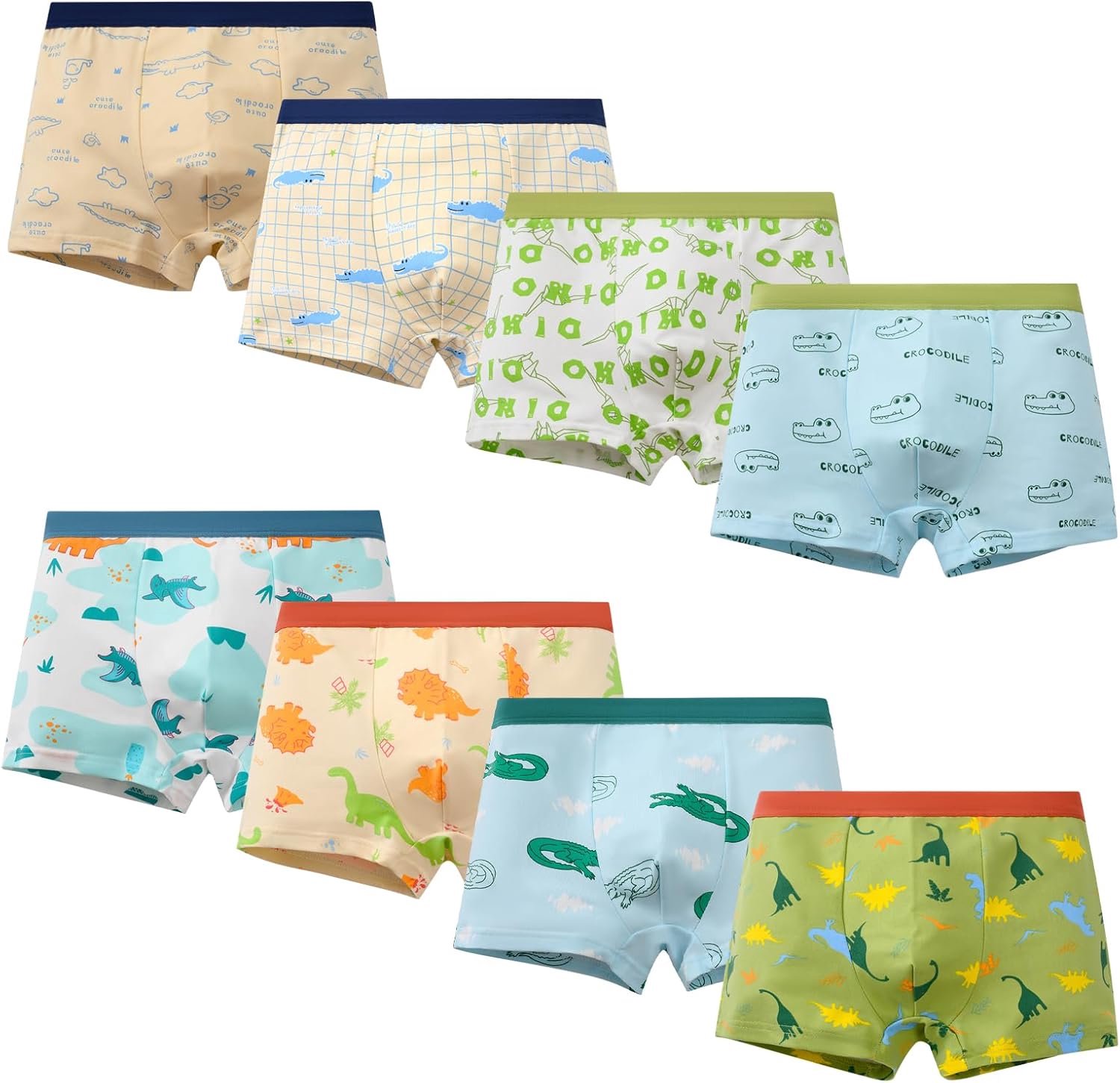Boxershorts voor jongens, zacht katoen, slip, dinosauruspatroon, ondergoed voor kleine kinderen van 6-8,2 - 12 jaar