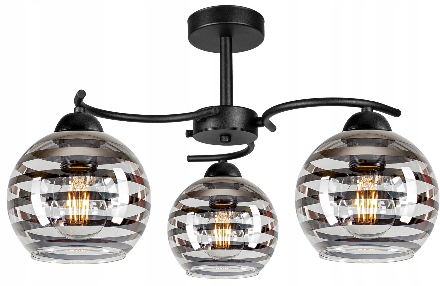 Moderne Glazen Hanglamp Zwart - 3xE27 Fitting