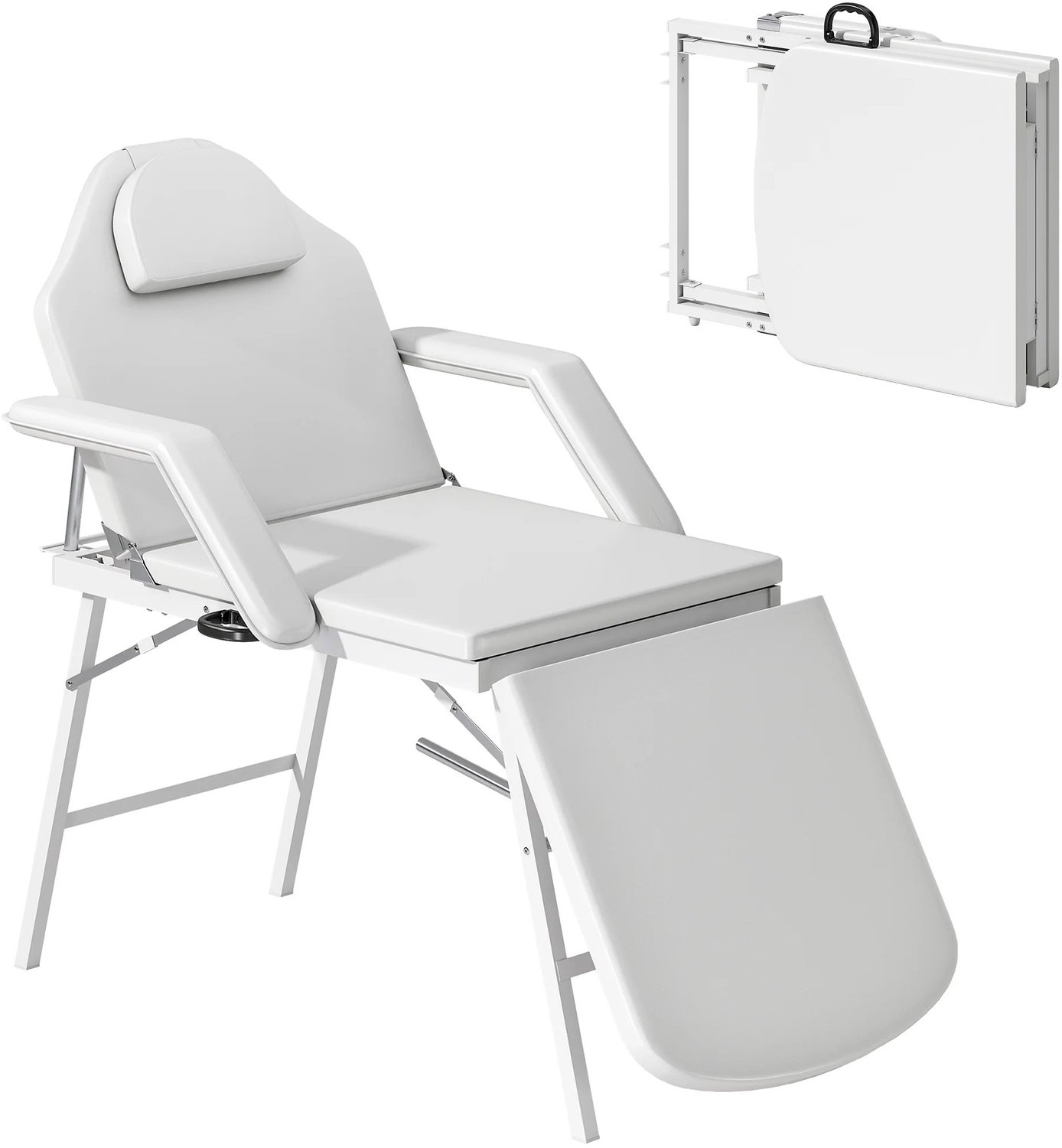 Atlasyx massagetafel - Massage bed - Behandeltafel - Massagebank - Tattoo tafel - Opvouwbaar - Verstelbaar - 182 x 82 x 68cm - Wit