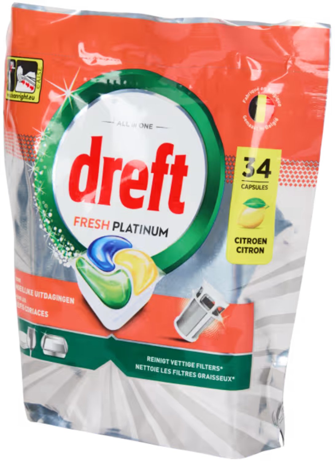 Dreft Fresh Platinum vaatwastabletten Citroen 34 stuks