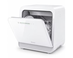 Skoov Mini Vaatwasser met waterreservoir - 5 couverts - 6 wasprogramma's - Extra stil - Kleine smalle vrijstaande afwasmachine - Camping - Wit