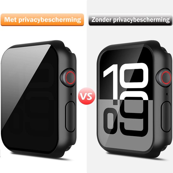 Vergelijking van een smartwatch met en zonder privacybescherming scherm.