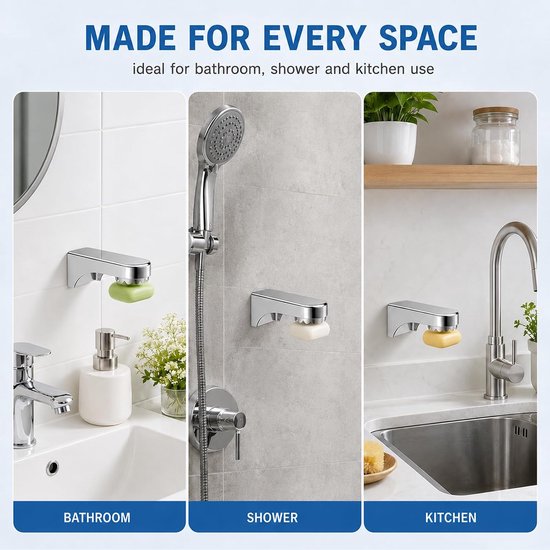 2 stuks zeephouder magneet, zeephouder zonder boren, zeephouder magneet zonder boren, zeepbakjes wandmontage, zeepmagneet met bloemendeksel, voor wastafel, douche, bad — afbeelding 5