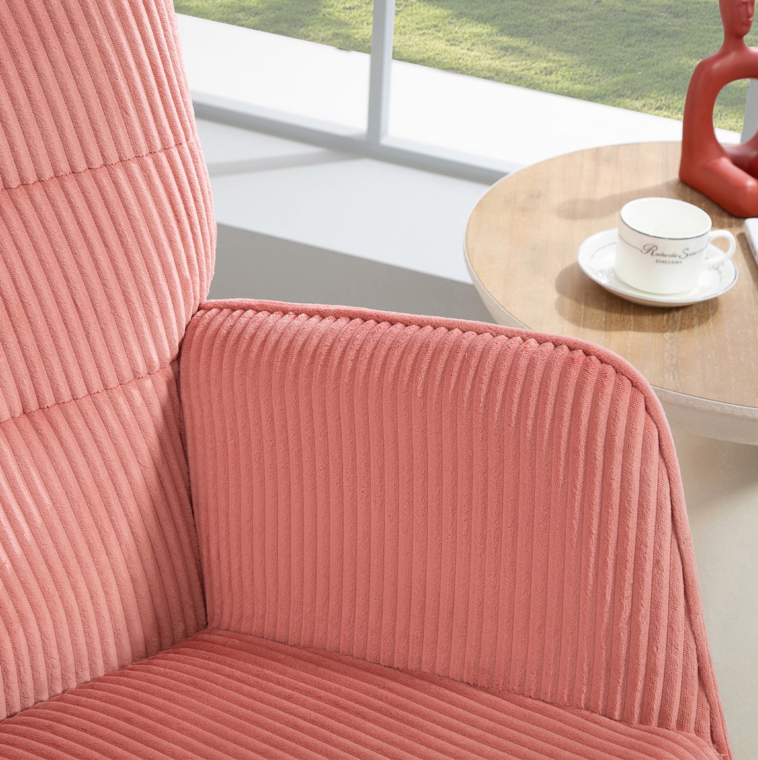 DESMIU Schommelstoel 98 x 71 x 101 cm - Zacht Schommelen Met Hoge Rugleuning En Armleuningen - Voor Woonkamer En Slaapkamer - Polyester - Pink