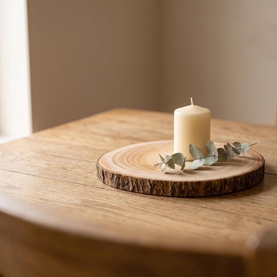 5 stuks houten schijven, diameter 26-30 cm, 20 mm dik, ronde boomschijven met schors, ronde houten plaat, zonder gat voor tafeldecoratie, knutselen, kerstdecoratie, bruiloft — afbeelding 2