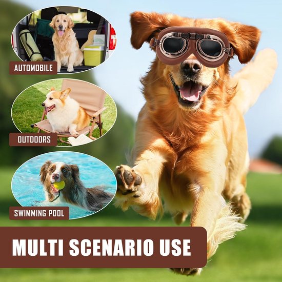 1 stuks retro hondenbril, winddichte hondenbril, zonnebril voor honden, uv-bescherming, huisdierzonnebril met verstelbare riem, hondenzonnebril voor middelgrote en grote honden, eenvoudig aan — afbeelding 4