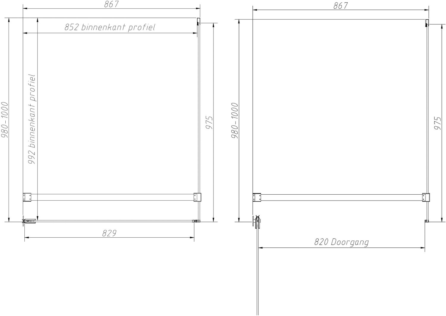 Sanitado Dalis Douchecabine Helder Glas Mat Goud Profielen 100x90 cm