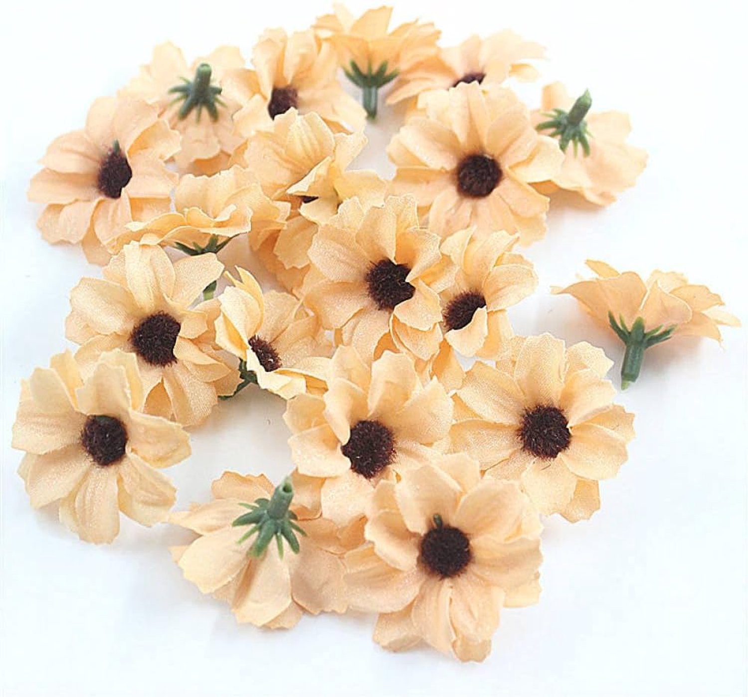 100 Stks Kunstmatige Bloemhoofden Bruiloft Woondecoratie Accessoires Kleine Madeliefje Bloemhoofden Esthetische Faux Bloemen Decor Ambachten, Oranje