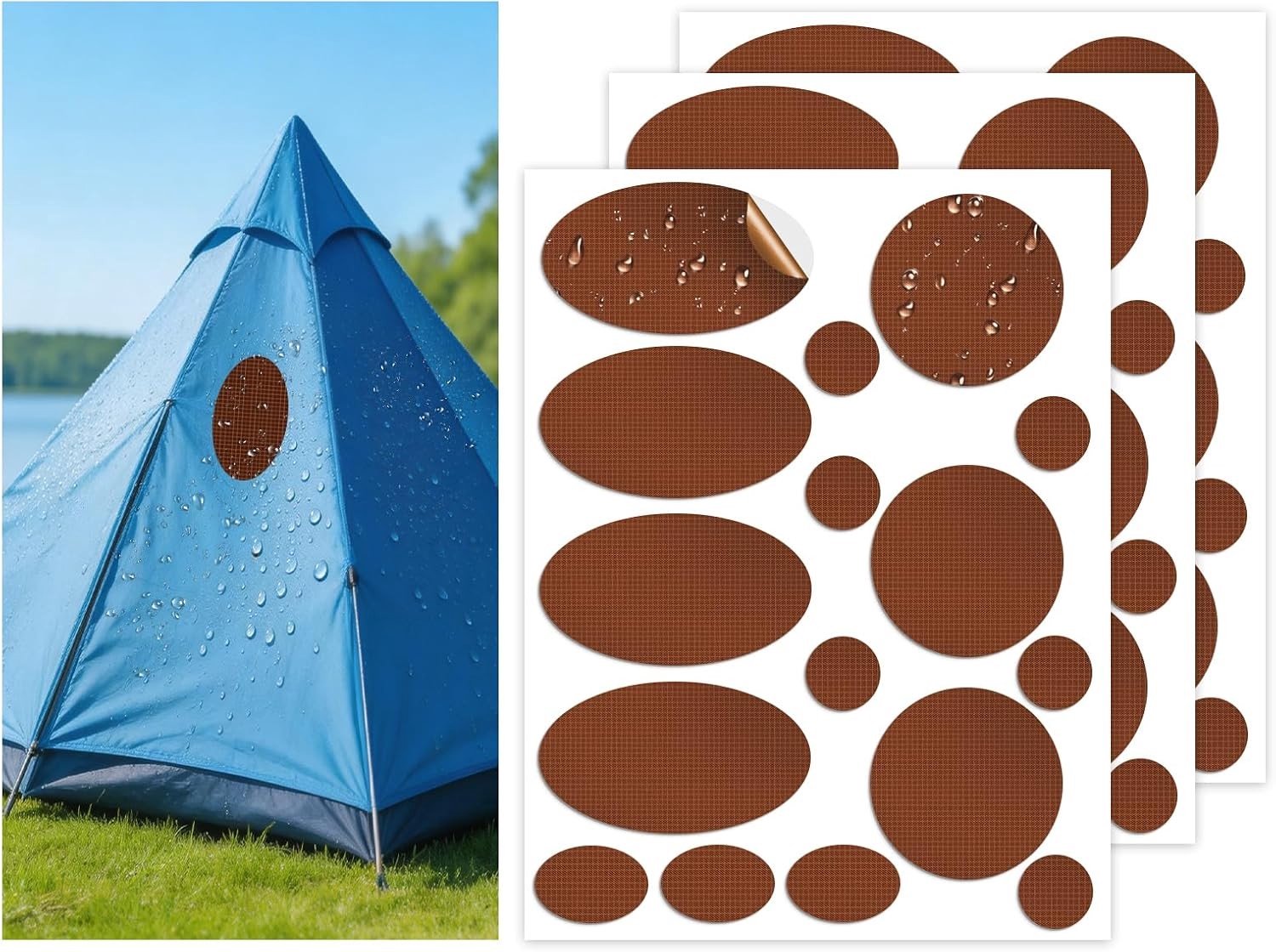 48 Stuks Nylon Reparatietape voor Donsjacks, Tent en Kleding - Zelfklevende Patches voor Het Repareren van Gaten in Kleding en Slaapzakken