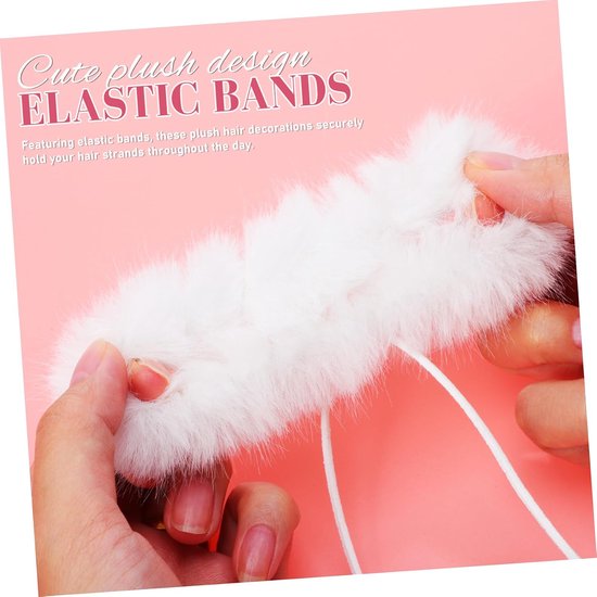 2stuks Fluffy Scrunchies Zachte Pompom Haarbanden Voor Vrouwen Verstelbare Duurzame Haaraccessoires Voor Ponytails Buns Voor Feestjes Dagelijks Gebruik — afbeelding 3