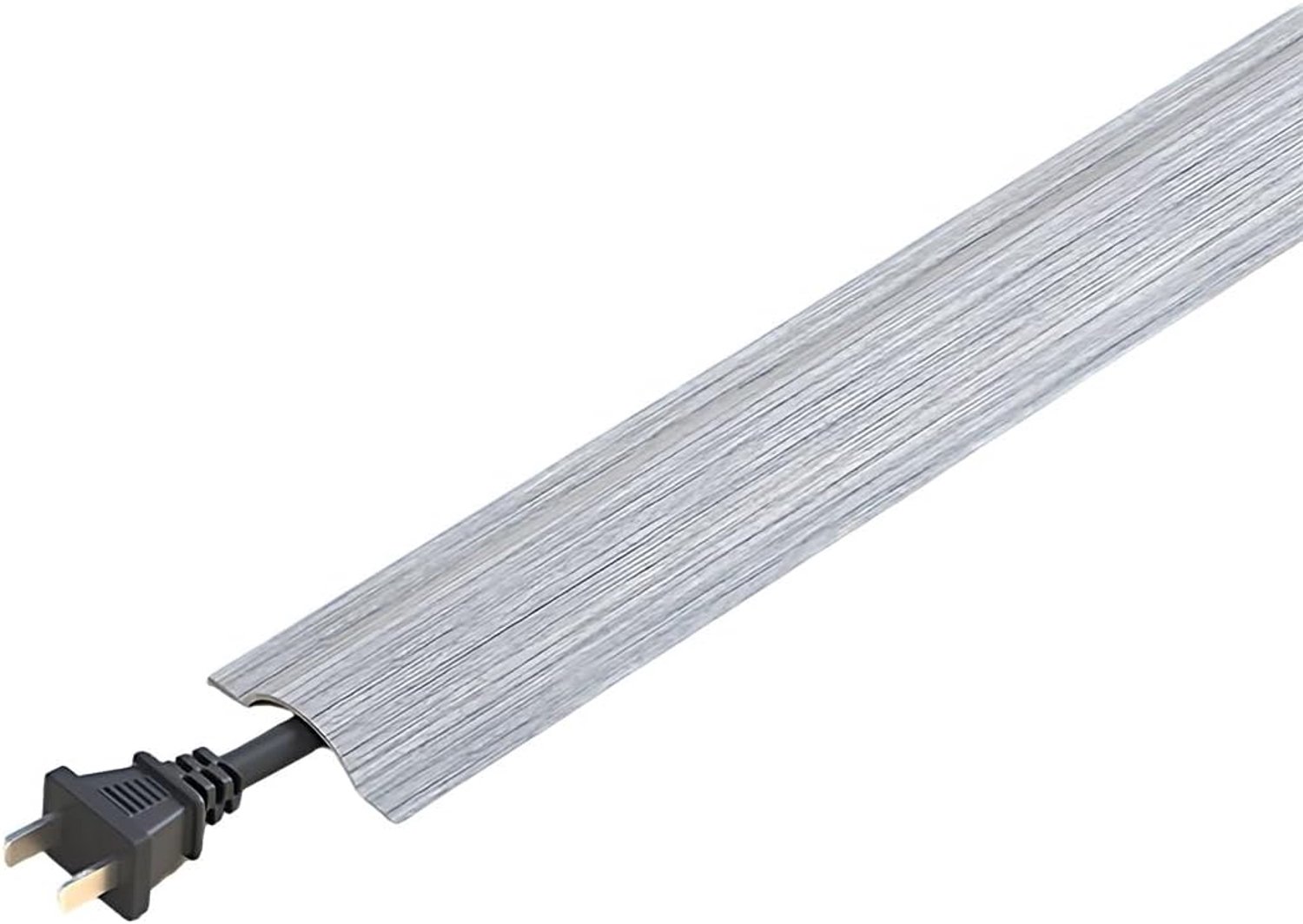 Houtnerf Vloer Stroomkabelbeschermer Voor Thuisgebruik, Zelfklevende Kabelgoot Van Zacht PVC, Plat Anti-struikel Ontwerp Voor Commerciële Ruimtes(Grey,3m)