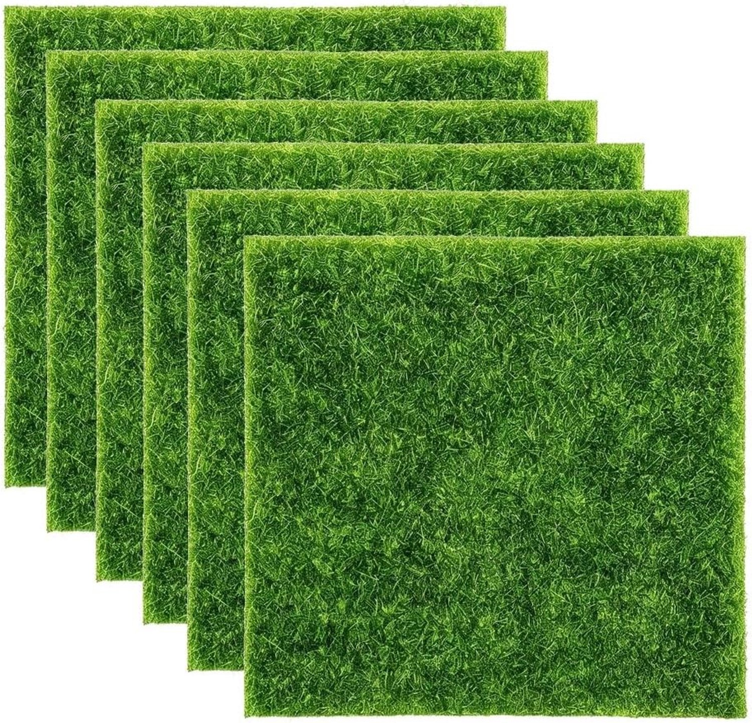 Miniatuur Grasmat 6 Stuks 15x15cm Groen Kunstgras voor Poppenhuizen en Tuin Decoratie, Ideaal voor Landschapsmodellen en DIY Projecten