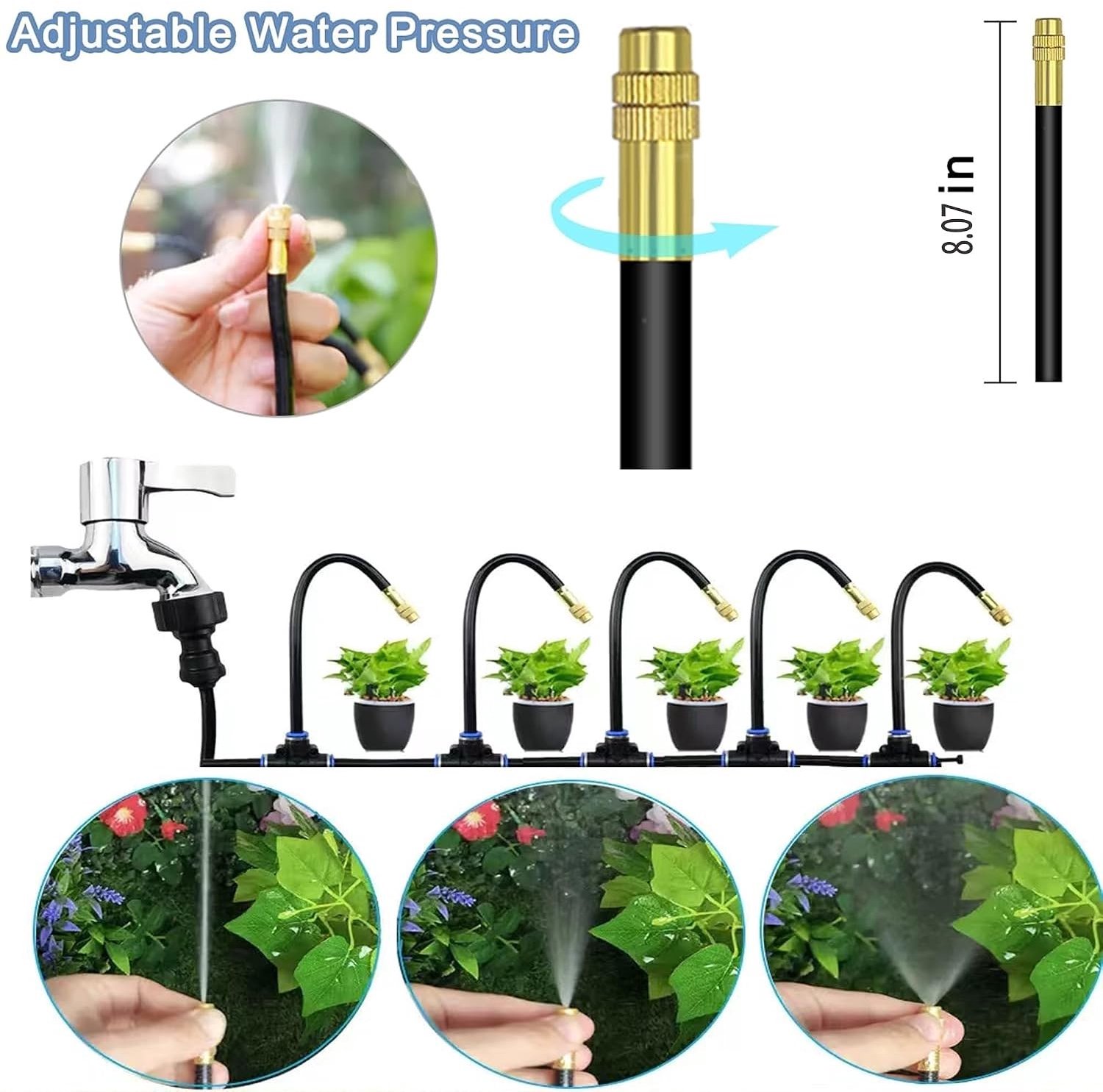 Complete Tuin Mist Irrigatie Kit - 15 Meter Atomiser Systeem voor Koeling en Besproeiing van Tuinen, Perfect voor Planten en Bloemen
