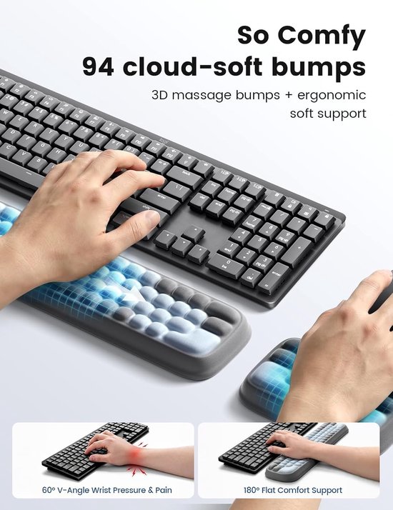 Ergonomische 3D polssteun set voor toetsenbord en muis, comfortabel en ondersteunend — afbeelding 2