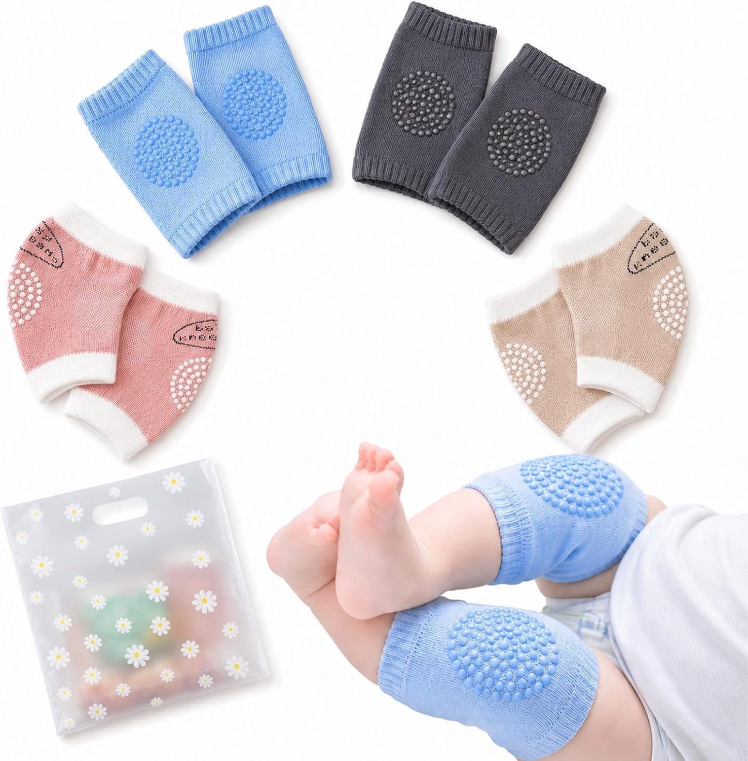 Baby kniebeschermers 4 paar - zachte, antislip - impactbescherming - ideaal voor kruipen - ShopVlot