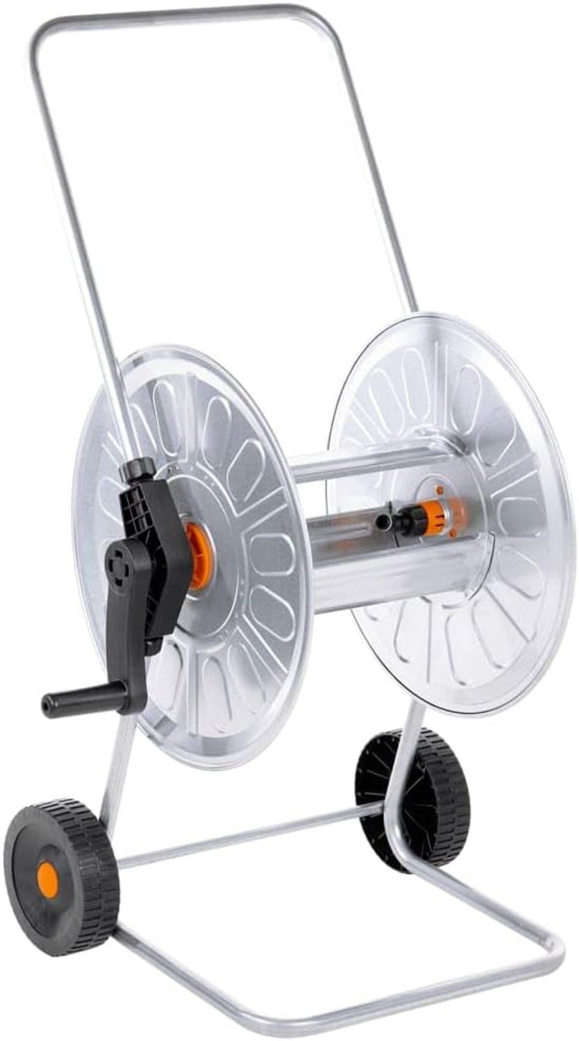 Slangwagen voor tuin, 80 m, 1/2 inch slang, staal, tuinslangwagen, verrijdbaar, met wielen voor irrigatie
