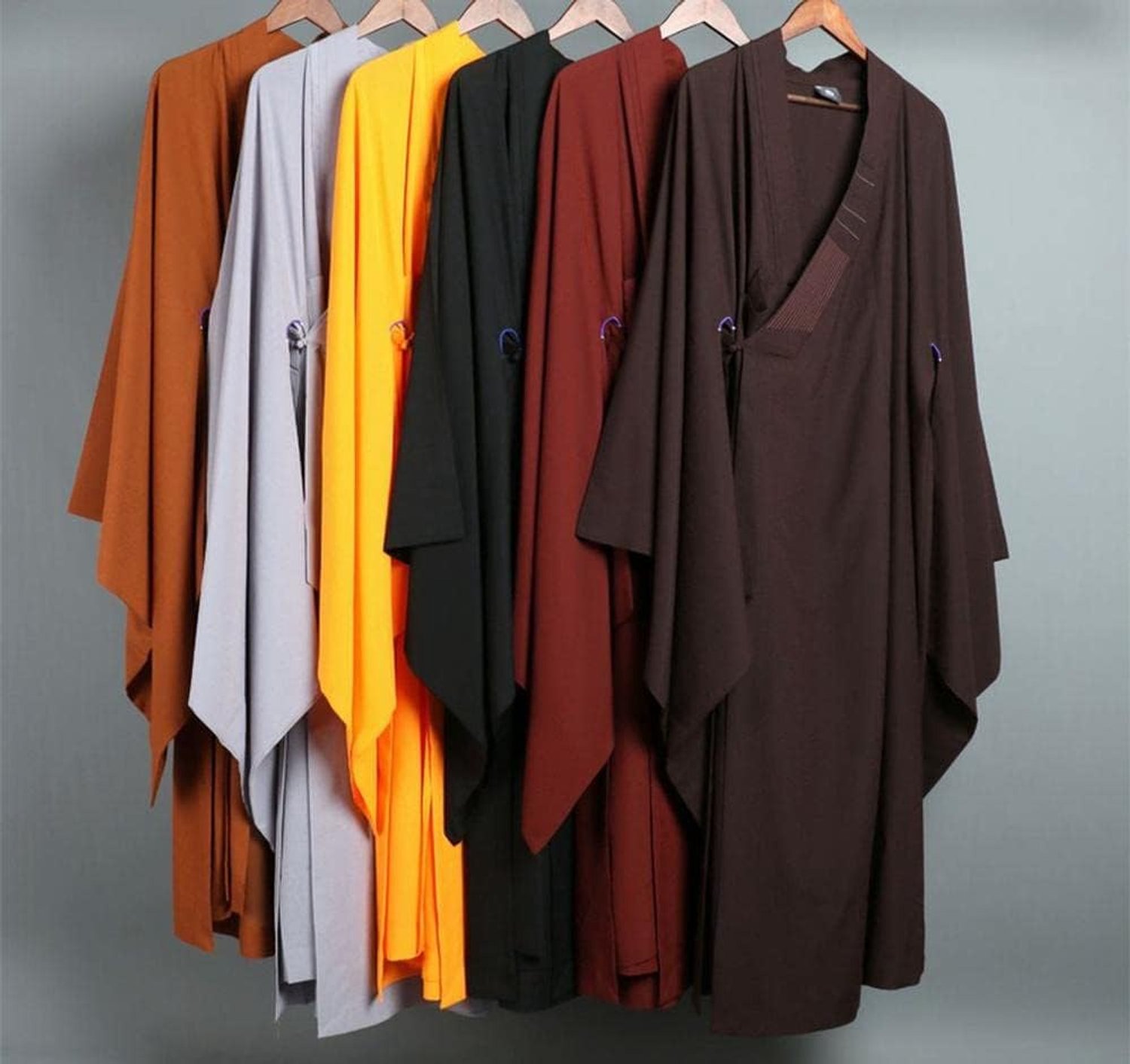 Unisex 6color Shaolin Monnik Kung Fu Suits Boeddhistische Zen Lay Robe Meditatie Kleding (Color : Grey, Size : XXS)