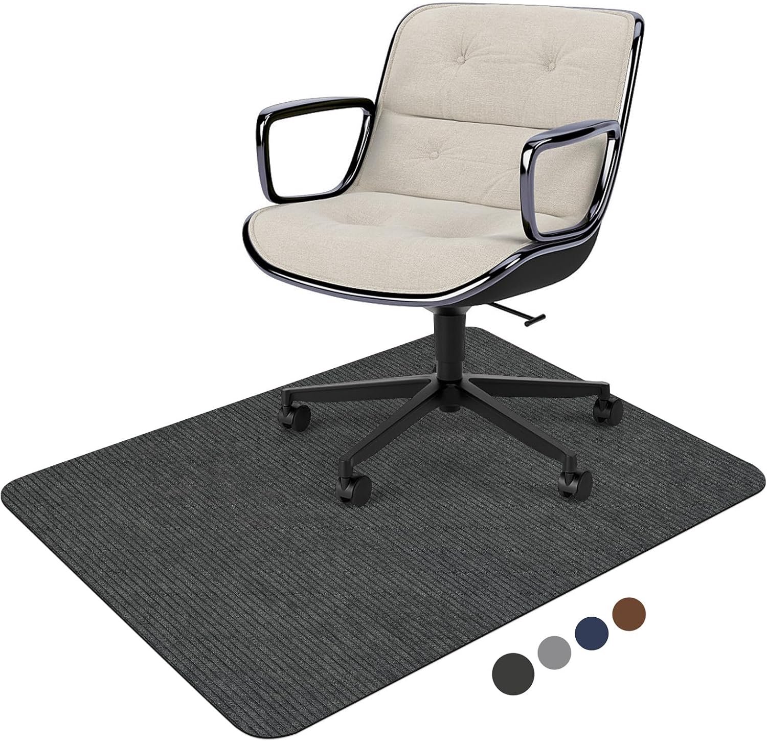 Placoot Bureaustoelmat voor hardhouten vloer, corduroy-oppervlak, bureaustoelmat voor rolstoelen, grote antislip achterkant onder bureau, laagpolig, kantoortapijt, vloermat voor kantoor/thuis