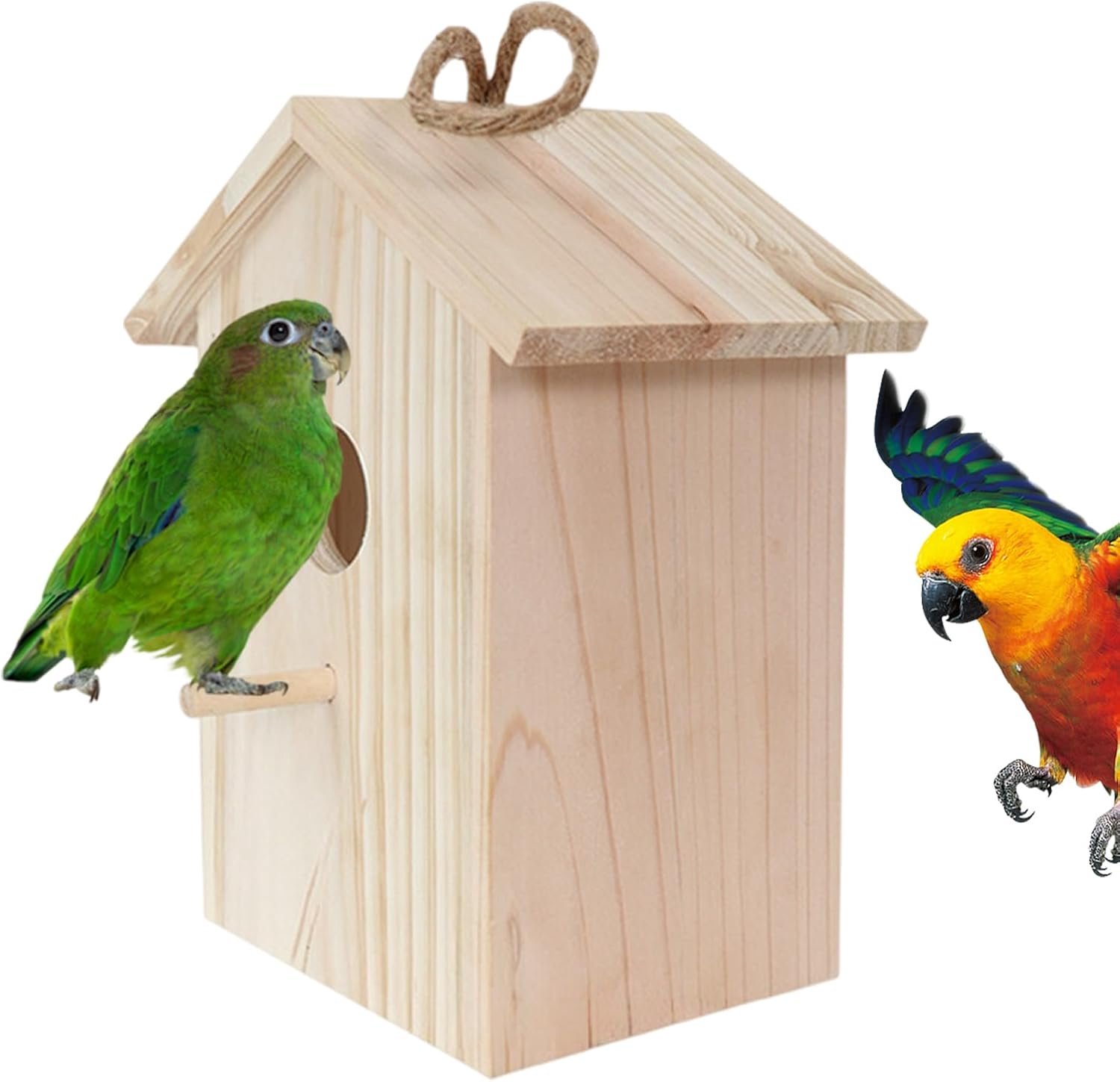 Houten huis - nesthuis met transparant venster 5,2 x 3,94 x 8,46 inch, decoratief voor buiten, tuin, balkon, terras, huis voor habitat van