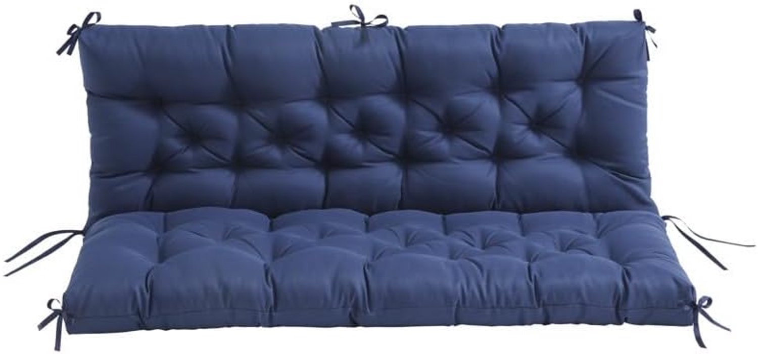 Kussen voor tuinbank met rugleuning, UV-bestendig, waterafstotend, zitkussen met rugkussen, voor binnen en buiten, schommelkussen (Donkerblauw, 100 * 50 * 50 * 10 cm)