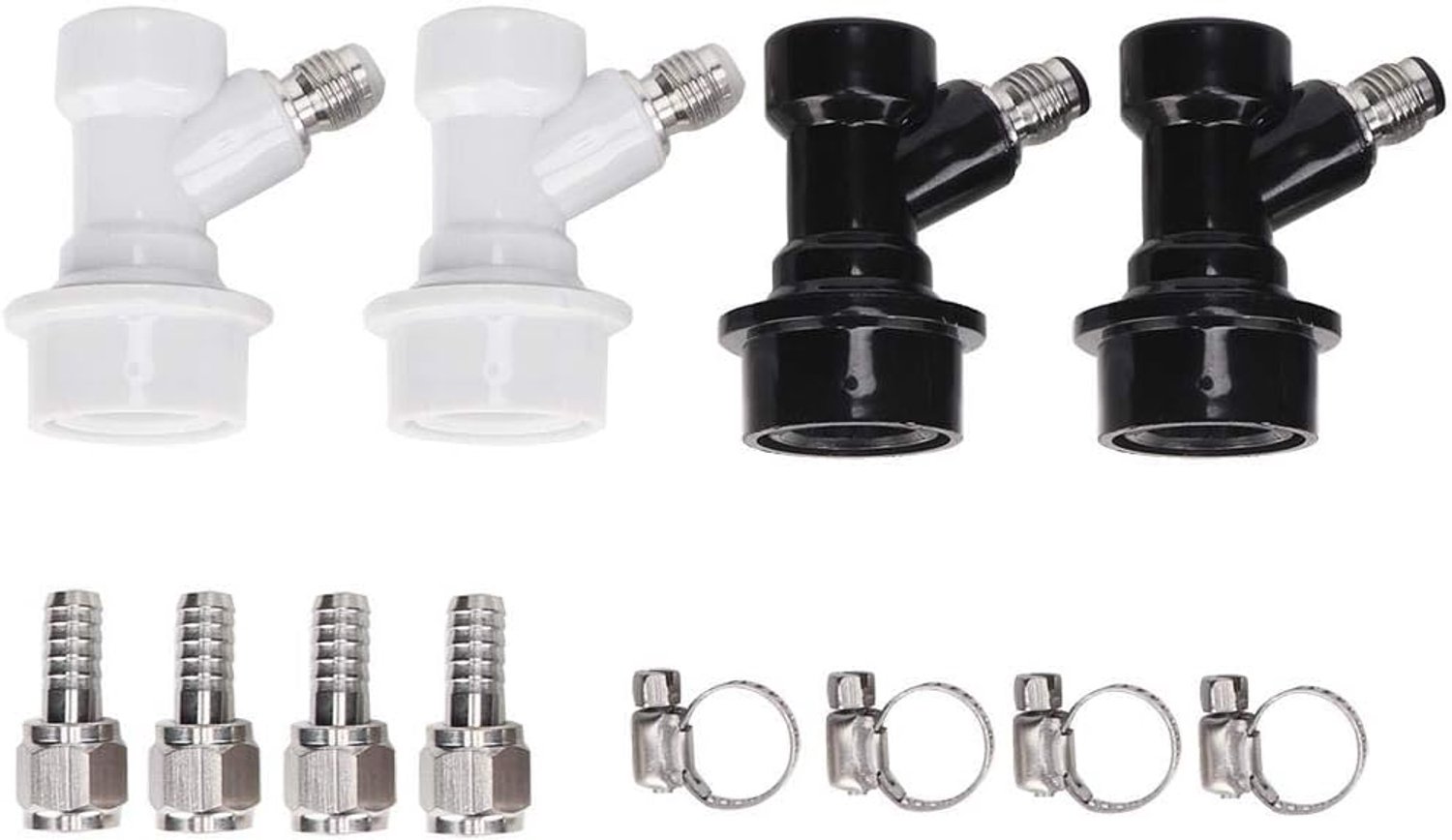 4pcs Threaded Ball Lock Fixtures with Hose Clamps Plastic Connector with Adapter Clamp Reusable Packaging - ShopVlot