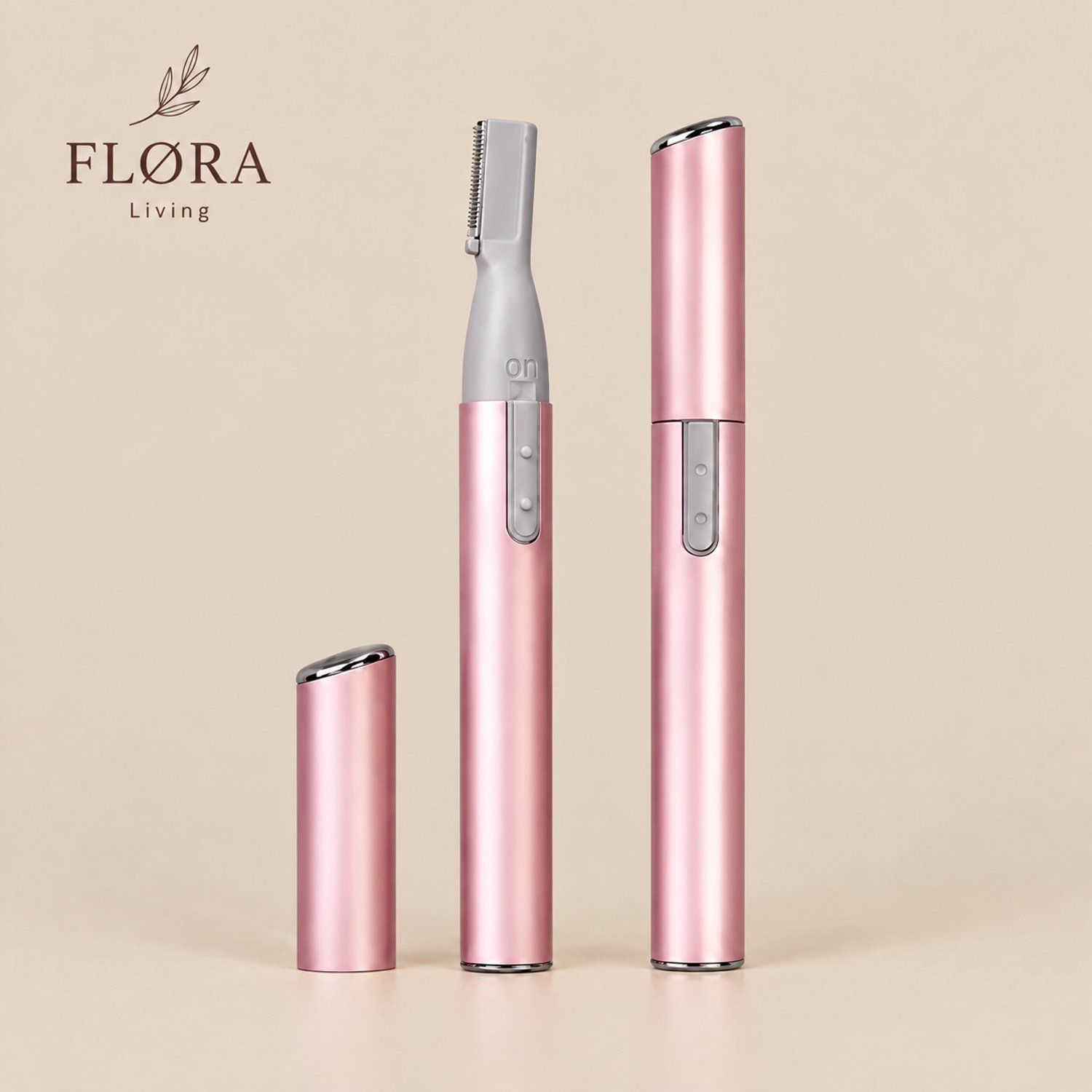FLØRA Living Wenkbrauw Trimmer Roze – Precisietrimmer Gezichtshaar – Epilator Dames & Heren – Wenkbrauwen Bijwerken – Compact & Pijnloos – Incl. Opzetstuk