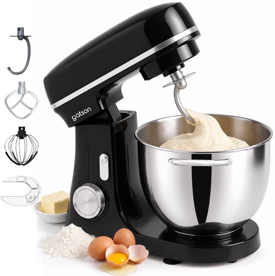 Gatson 2000W Keukenmachine - 6,2L Mengkom - Dubbele Handvatten - Keukenrobot - Keukenmixer - Foodprocessor - Mixer Met Mengkom