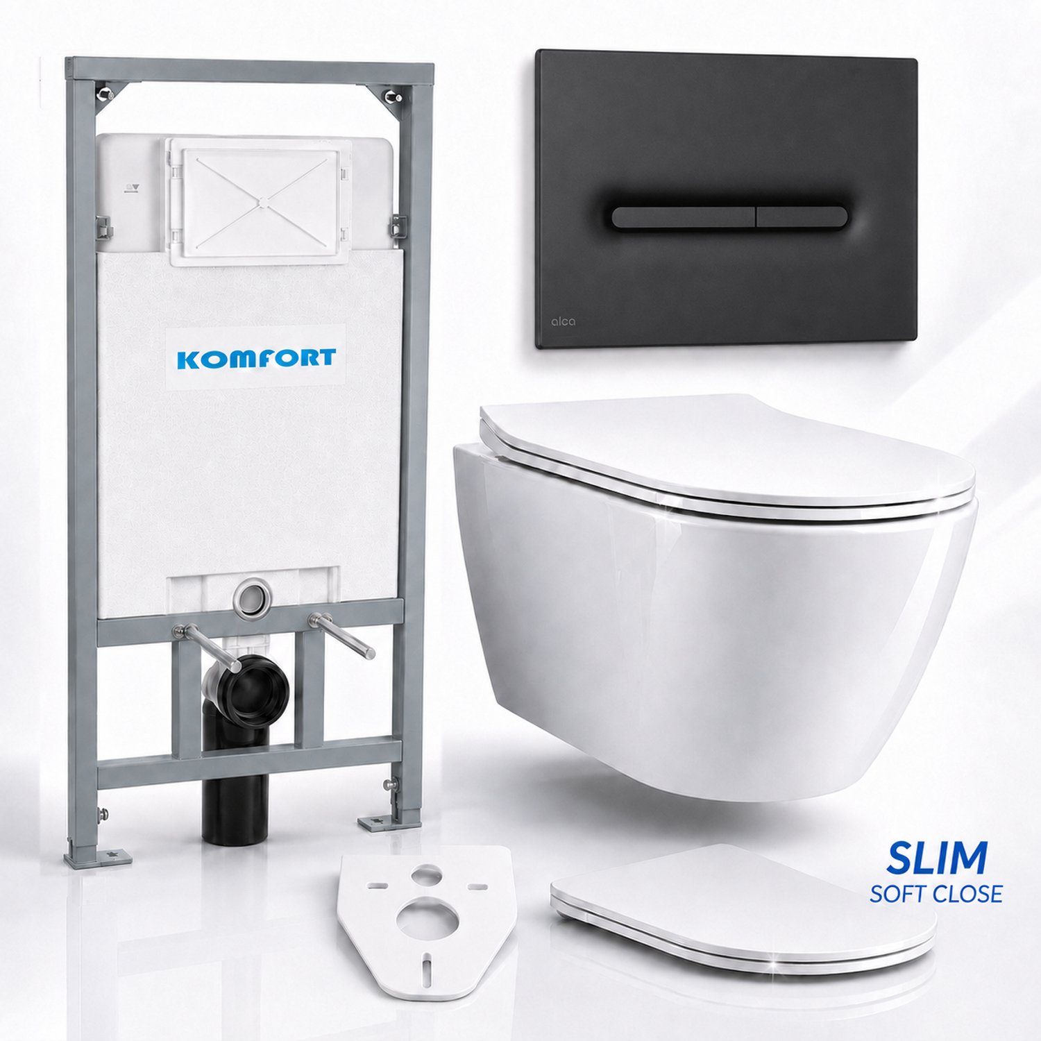 Badland toiletset - Alcaplast KOMFORT C201 1,2 m - ROLO wit - M1878 zwart