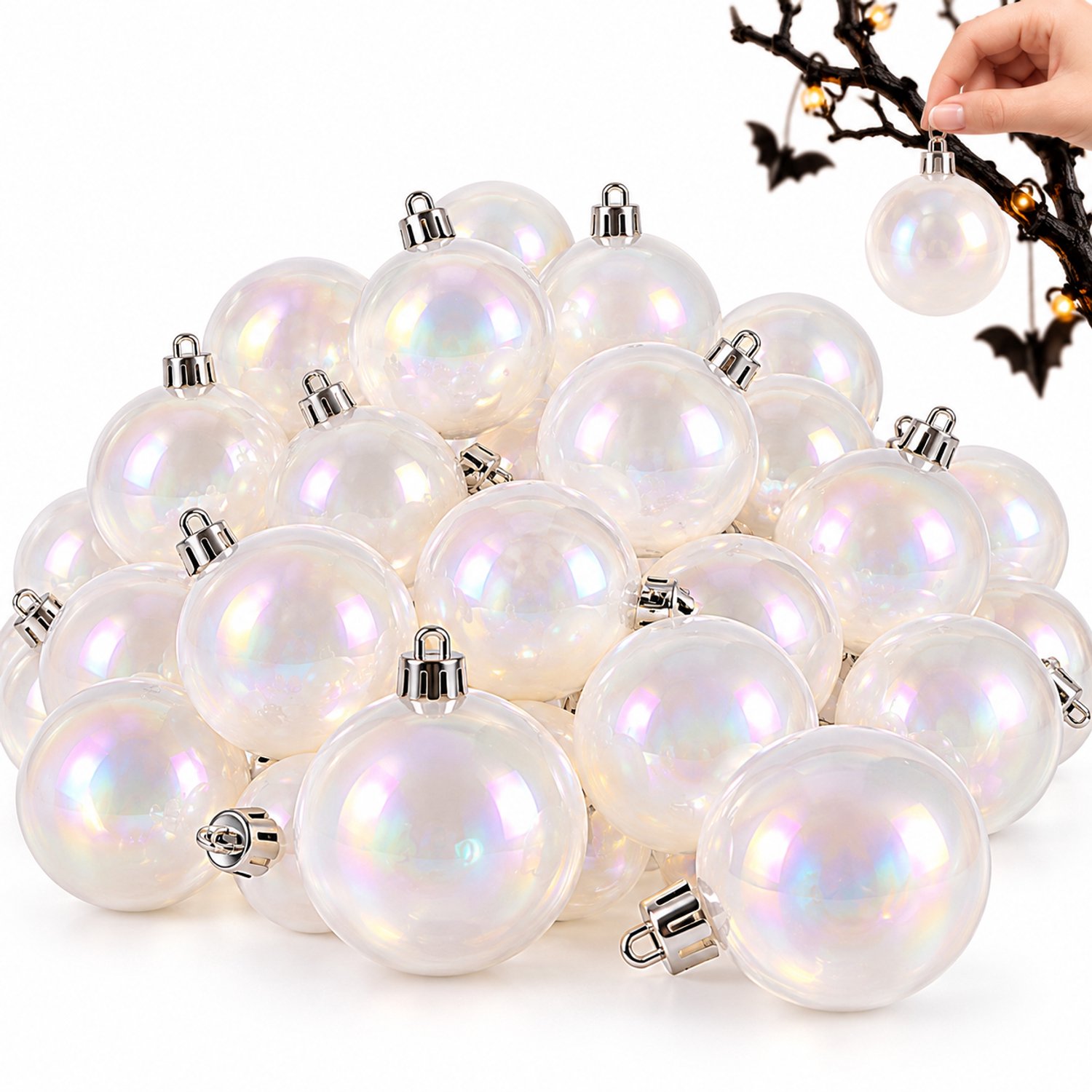 VHV - Iriserende Halloween 54 Stuks - Transparante Plastic Ballen - Onbreekbare Kerstversiering voor Halloween - DIY Feestdecoratie