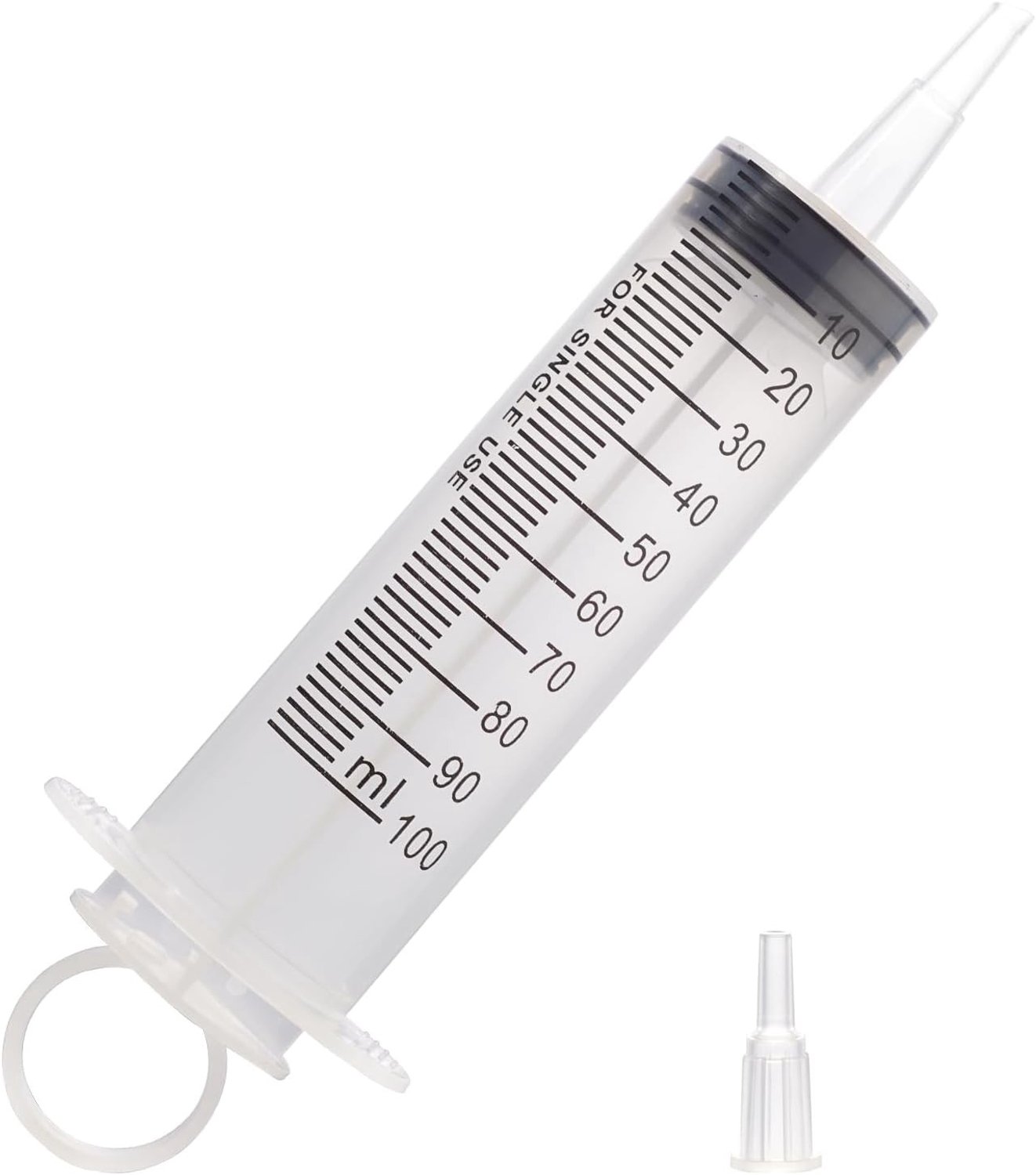 Grote Spuit - Transparant - 100 ml - Kunststof - Voor Laboratoria en Huisdiervoeding