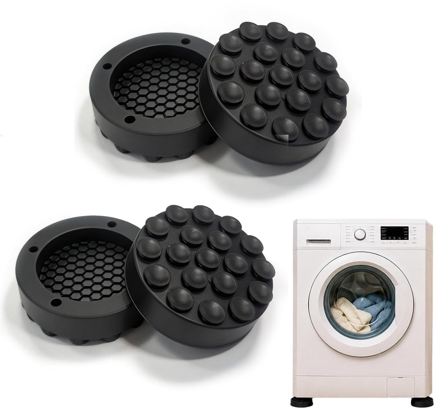 Vibratie-dempers van silicone, antislip, voor wasmachine en droger, ideaal voor stabiliteit en geluidsreductie