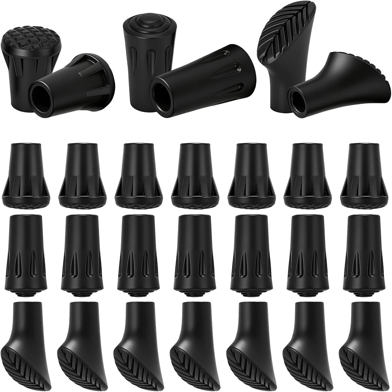 Rubberen Buffers voor Wandelstokken - Zwart - 11 mm - Antislip Dempende Reserveonderdelen - Voor Nordic Walking