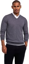 FALKE Basic New Merino V-Neck elegante klassieker wol trui heren grijs - maat L