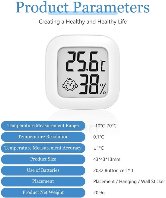 2 stuks thermometer, hygrometer, mini-thermometer voor binnen, hygrometer — afbeelding 3
