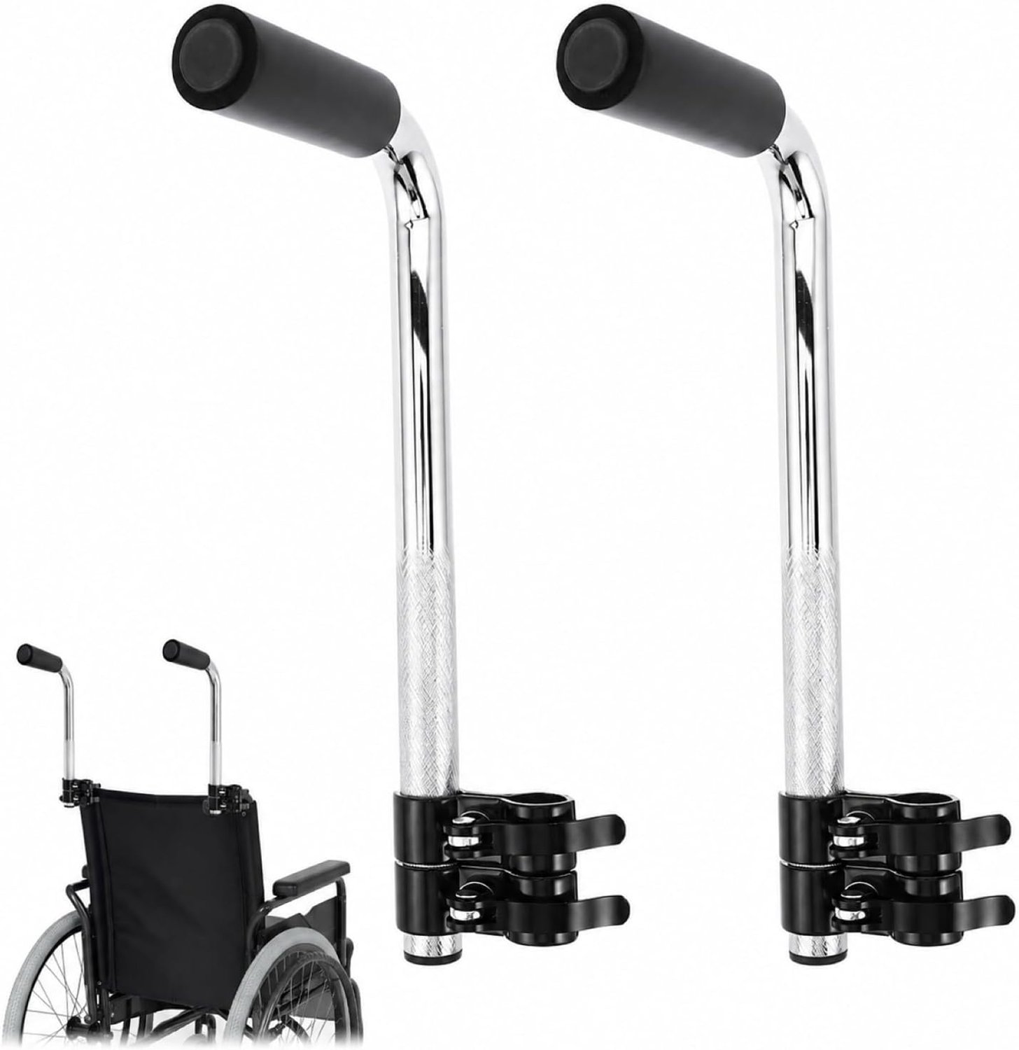 rolstoelgreepverlengingen set van 2 - roestvrij staal - ergonomisch ontwerp - verlicht verzorging - ShopVlot
