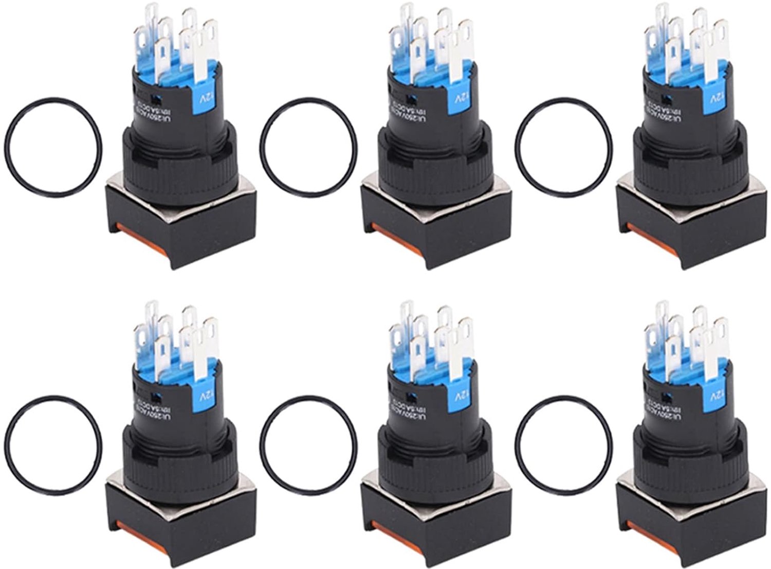 Chrees 16 Mm ABS Messing 8-pins Zelfvergrendelende Knopschakelaar met Licht voor Automatiseringsapparatuur (Geel)