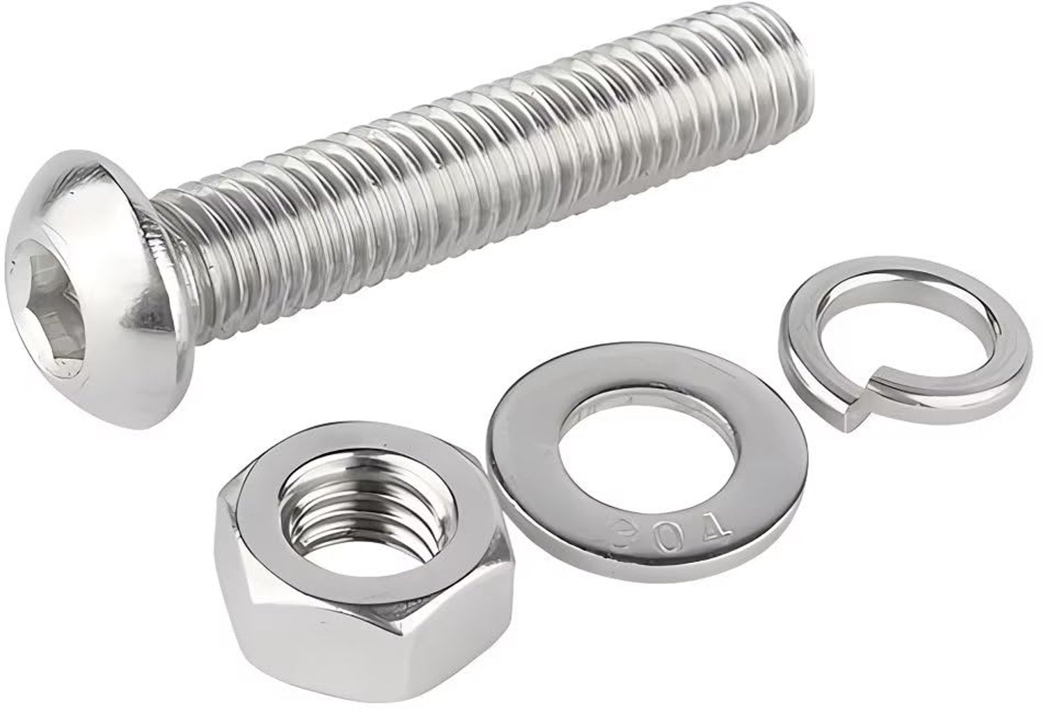 Schroeven set roestvrij staal, M4x80mm lenskopschroeven met binnenzeskant machineschroeven moeren en sluitringen assortiment kit (10 stuks)