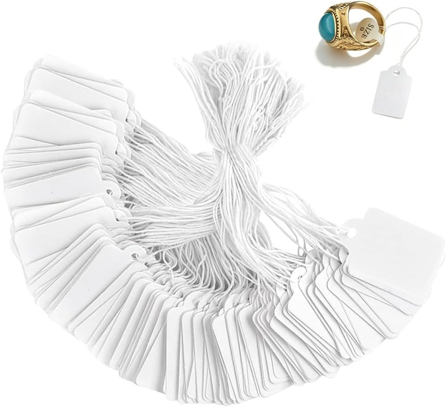 Prijskaartjes van kraftpapier met koord - 500 stuks, 23 x 12 mm, ideaal voor sieraden, kleding en cadeauverpakkingen
