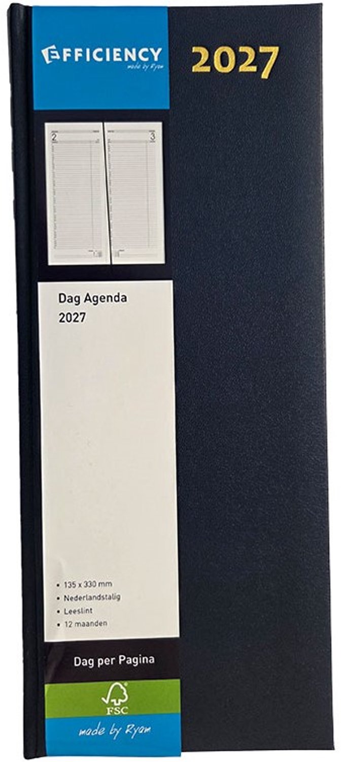 Bureau Agenda LANG - Made by Ryam - 1 dag per pagina - BLAUW - (13.5cm x 33cm)