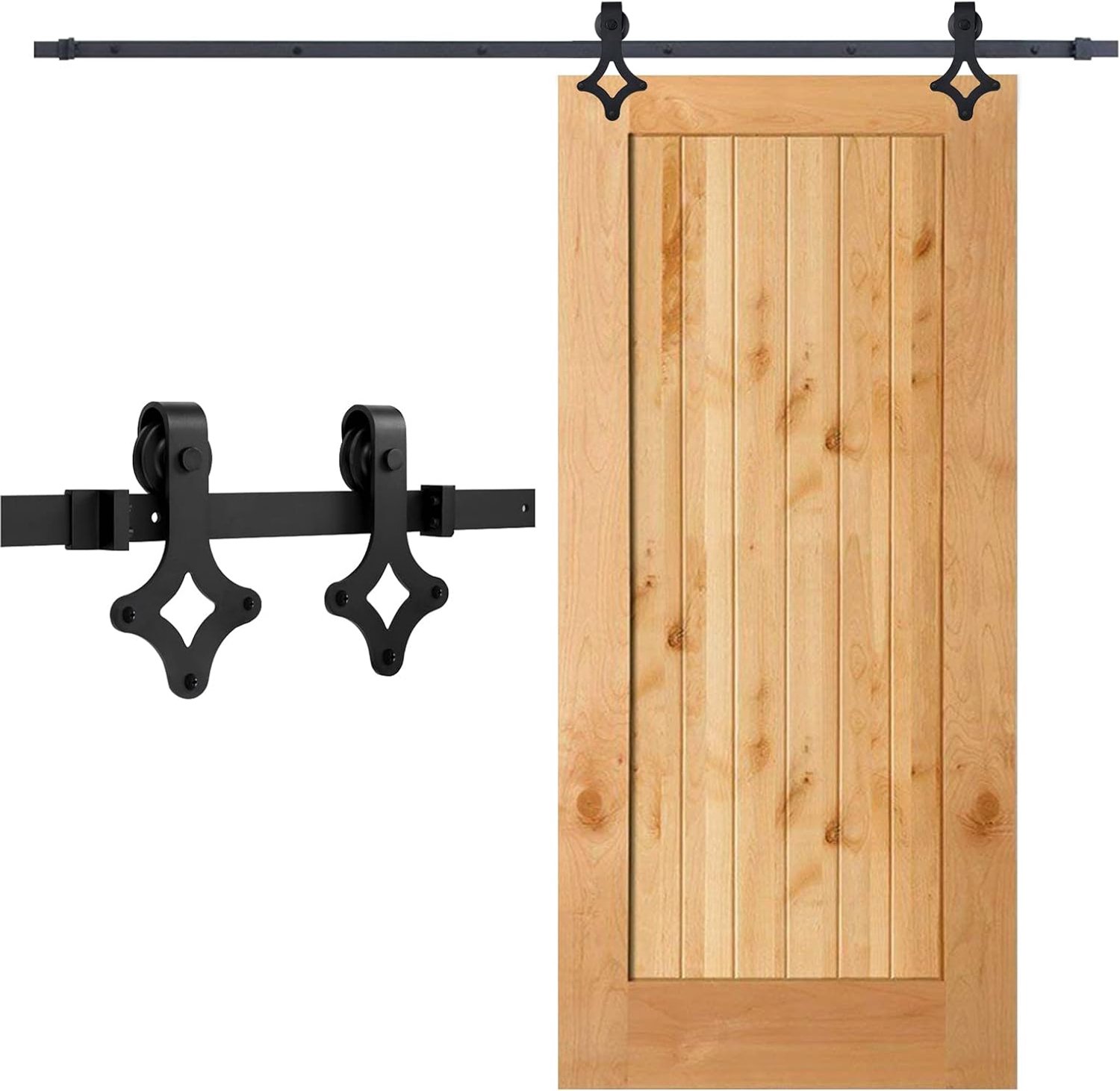 6ft (183 cm) Schuifdeur-accessoireset uit koolstofstaal, compleet met accessoires, schuifdeurgeleide