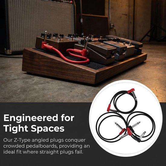 3 stuks keyboard patchkabels - 50 cm haakse audiokabel - gitaarpedaal patchkabel voor elektrische en basgitaren - effectconnector met Z-vormige platte stekker — afbeelding 5