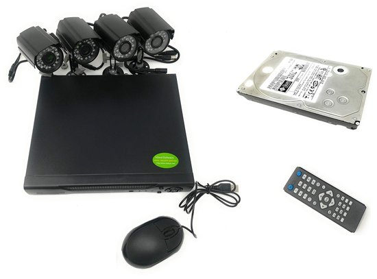Videobewakingsset 500 GB - 4 Kanalen - 720p Resolutie - Bedraad - Zwart - Met Nachtvisie — afbeelding 2