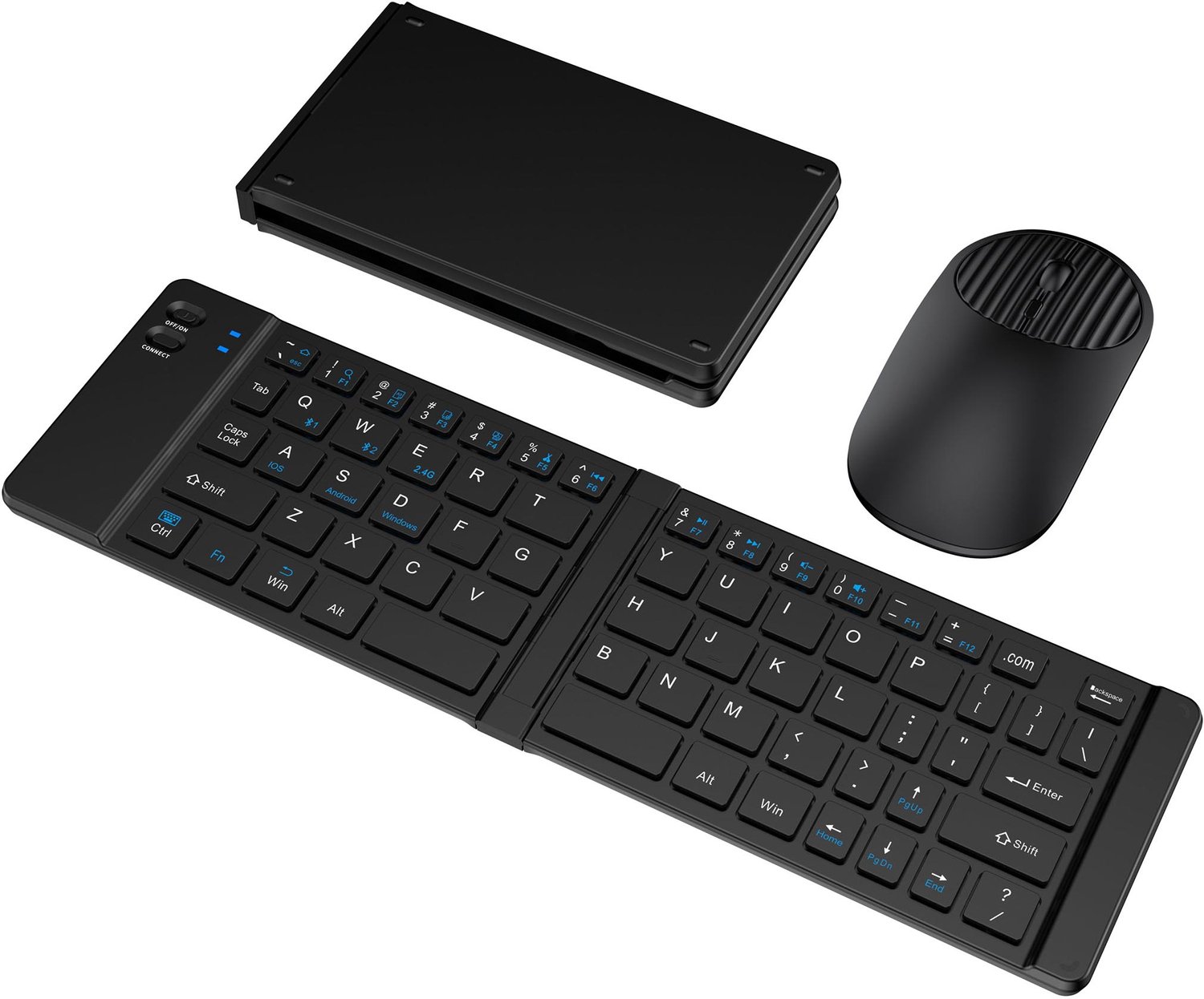 NAXSIR - opvouwbaar bluetooth toetsenbord en muis set - draadloos - 3 apparaten - 2.4g verbinding - voor windows android ios