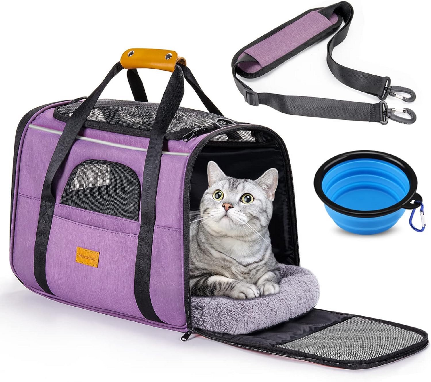 JCP® Reisbench - Reisbench Hond - Reistas voor Kat of Hond - Paars - 44cm x 34cm x 31cm